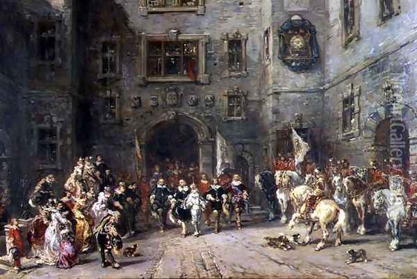 Louis XIII at the chateau of Blois Oil Painting - Eugene Isabey
