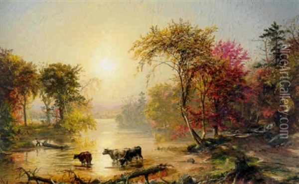 Autumn In America: The Susquehanna River Oil Painting - Jasper Francis Cropsey