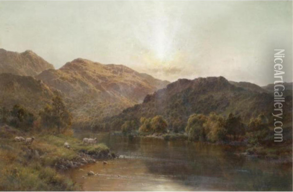 The Valley Of Bettws Oil Painting - Alfred de Breanski