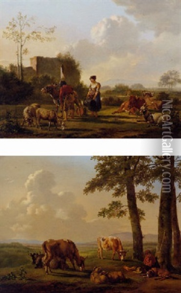 Landschap Met Vee Oil Painting - Pieter Gerardus Van Os