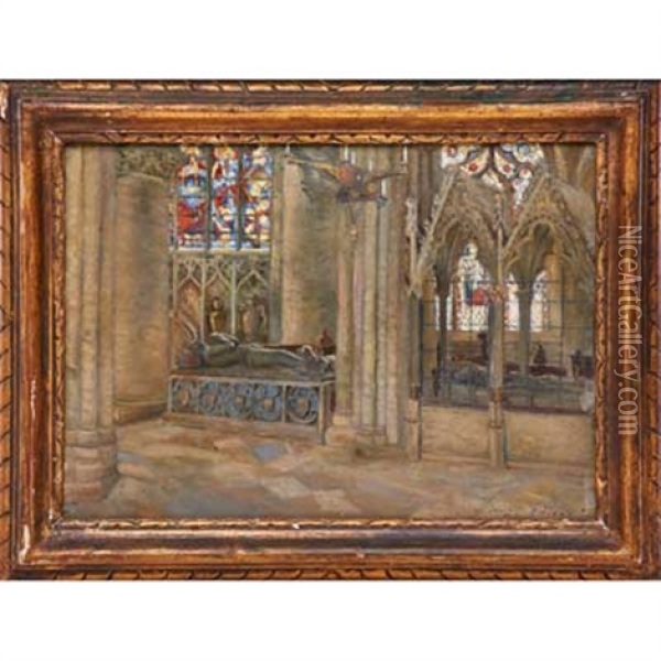 Untitled Painting (christ Church, Oxford, England), 1912 Oil Painting - Louis Comfort Tiffany