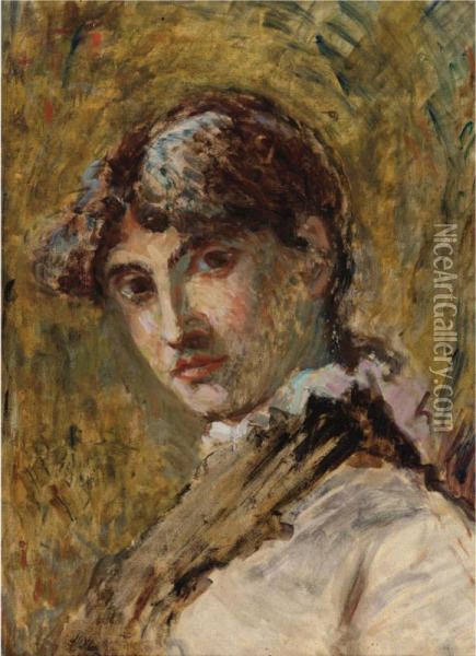 Portrait Of A Lady Oil Painting - Francisco Manuel Oller