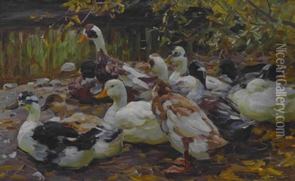 Meine Enten Oil Painting - Alexander Max Koester