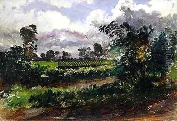 A View across the Artists Garden from his House at Exmouth Devonshire Oil Painting - Francis Danby
