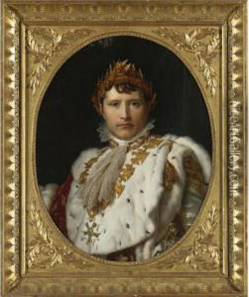 Portrait Of Napoleon I In His Imperial Robes Oil Painting - Simonin Gerard