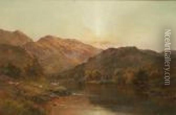 The Valley Of Bettws Oil Painting - Alfred de Breanski
