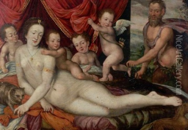 Venus Surprise Par Satyre Oil Painting - Dirk de Quade van Ravesteyn