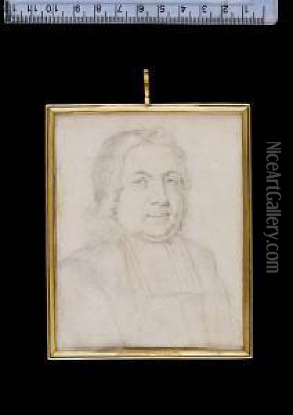 An Unfinshed Portrait Of One Of Charles Ii's Bishops, Wearing Robes And Bands, With Shoulder-length Hair. Oil Painting - Robert White