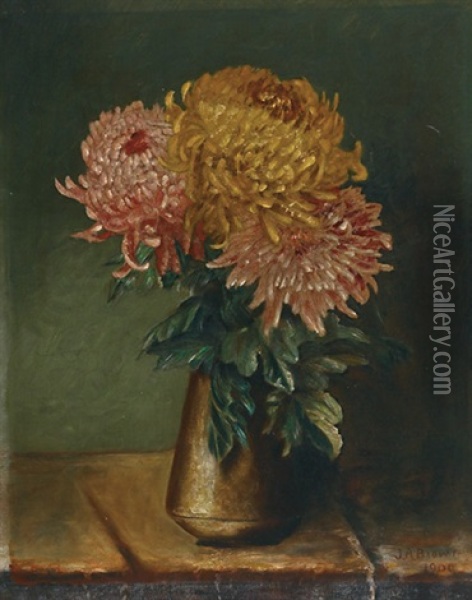 Chrysanthemums In A Vase Oil Painting - Joseph Archibald Browne