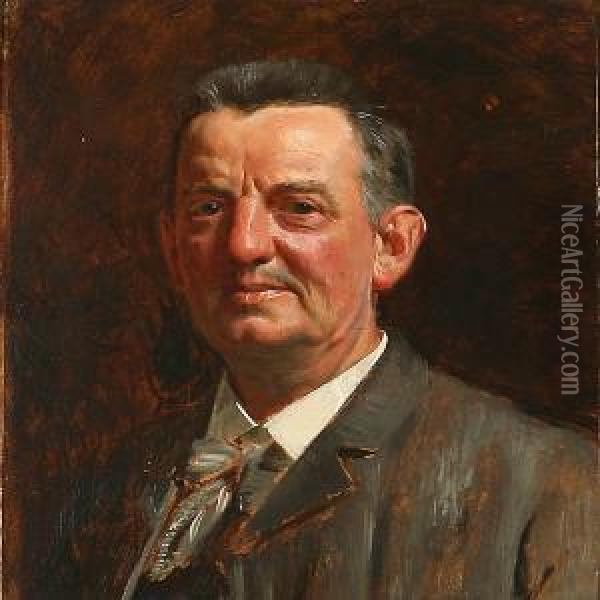 Portrait Of Taxinspector William Raun Oil Painting - Frants Peter Didrik Henningsen