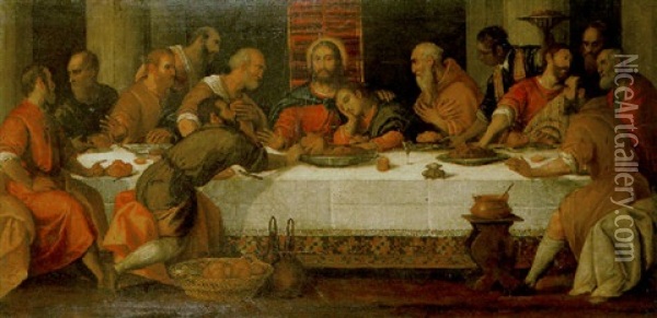 The Last Supper Oil Painting - Jacopo Palma il Giovane