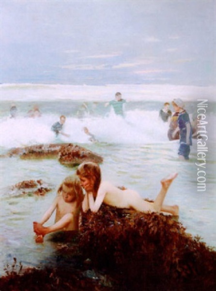 Bathers Oil Painting - Alexander M. Rossi