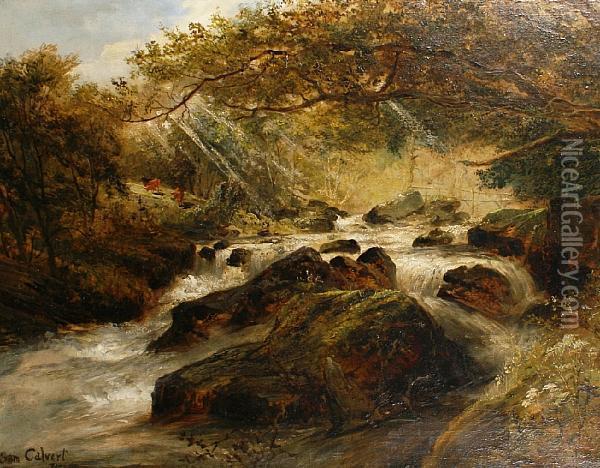 On The Lyn, Devon Oil Painting - Samuel W. Calvert