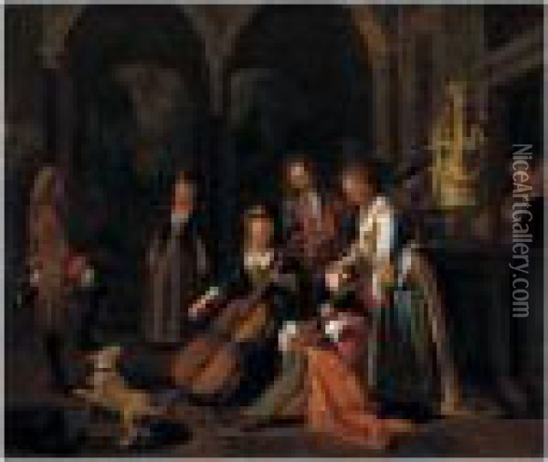 An Elegant Company In A Loggia Oil Painting - Pieter Angillis