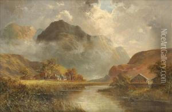 Campsie Glen;the Head Of Loch Earn A Pair Oil Painting - Frank E. Jamieson