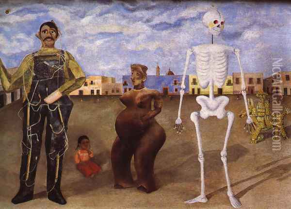 Four Inhabitants Of Mexico City 1938 Oil Painting - Frida Kahlo