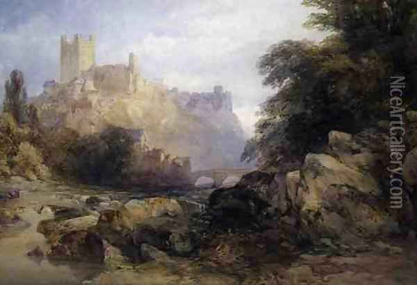 The Town and Castle from the River, c.1860 Oil Painting - William Callow