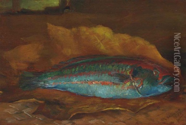 Parrot Fish (study) Oil Painting - John La Farge