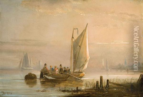 Barque En Mer Oil Painting - Egidius Linnig