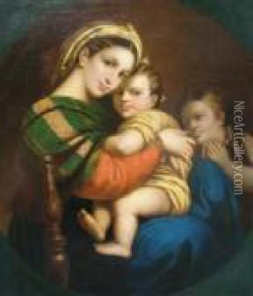 The Virgin And Child With Infant John Oil Painting - Raphael (Raffaello Sanzio of Urbino)