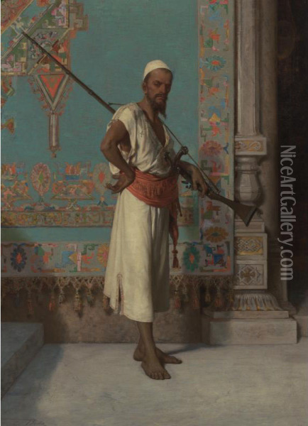 Egyptian With His Rifle Oil Painting - Francesco Beda