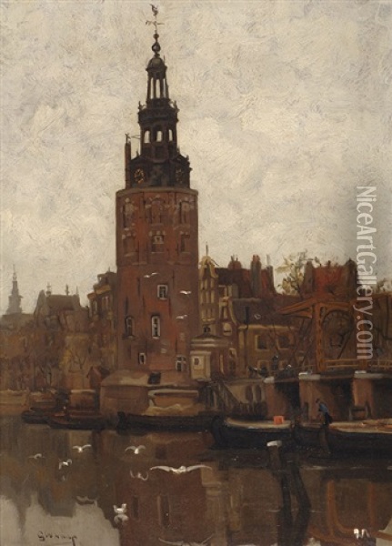 De Montelbaanstoren Oil Painting - Gerrit Willem Knap