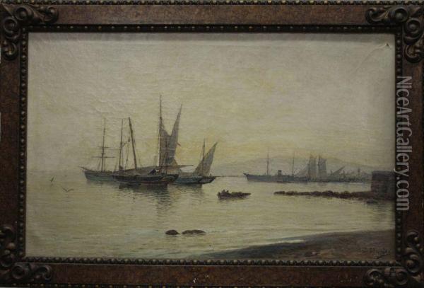 Puerto De Malaga Oil Painting - Enrique Florido Bernils