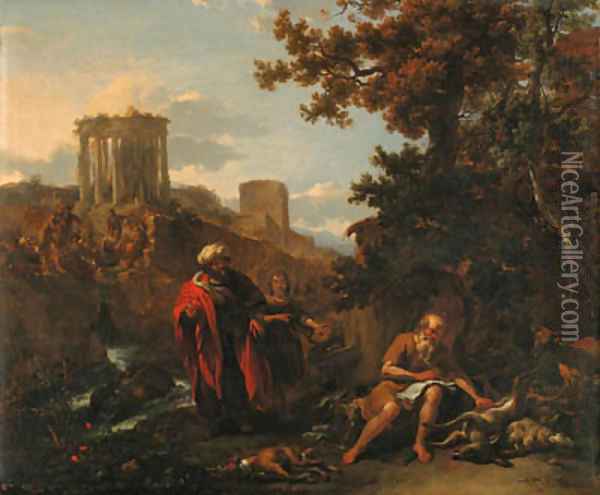 Hippocrates visiting Democritus Oil Painting - Nicolaes Berchem