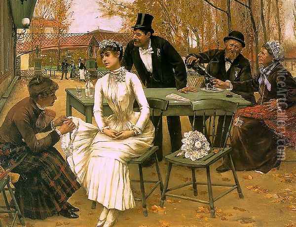 The First Tear 1884 Oil Painting - Norbert Goeneutte