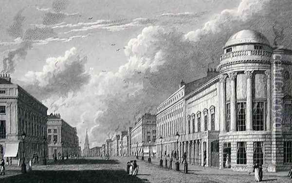 Regent Street, with the Argyle Rooms, engraved by Charles Heath, 1825 Oil Painting - William Westall