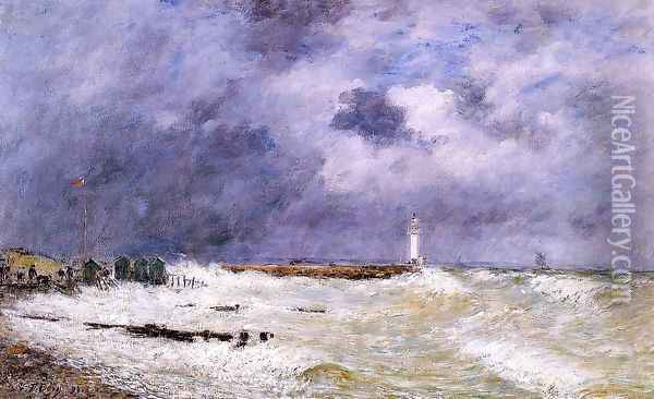 Le Havre, Heavy Winds off of Frascati Oil Painting - Eugene Boudin