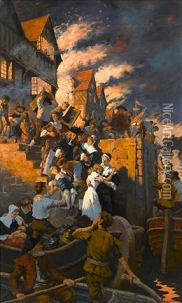 The Fire Of London (study) Oil Painting - Stanhope Forbes