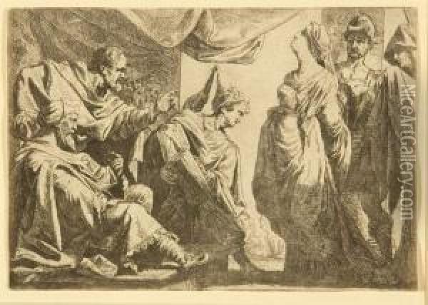 Die Veurteilung Susannas. Oil Painting - Daniel Van Den Dyck