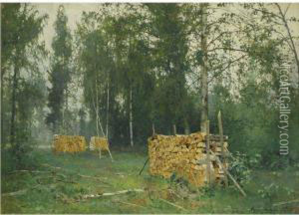 Autumn Morning Oil Painting - Andrei Nikolaevich Shilder