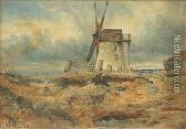 Windmill With Figure Oil Painting - William Joseph Caesar Julius Bond