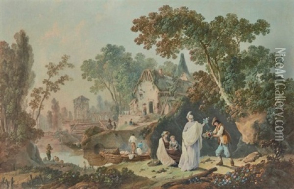 Le Marchand De Fleurs Oil Painting - Jean Baptiste Pillement