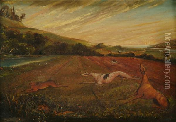Cobbold Hare Coursing Oil Painting - Nicholas Cobbold