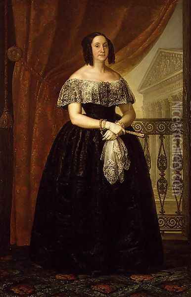Portrait of Dona Dolores Caldes de Monserrat 1842-50 Oil Painting - Luis Lopez Piquer