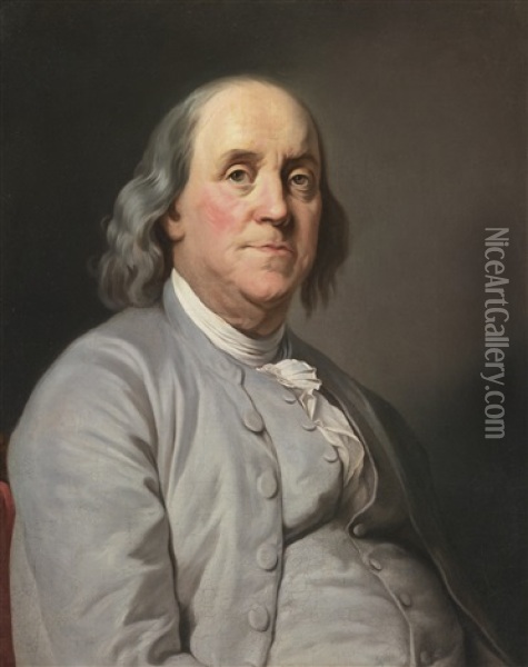 Portrait Of Benjamin Franklin Oil Painting - Joseph-Siffred Duplessis