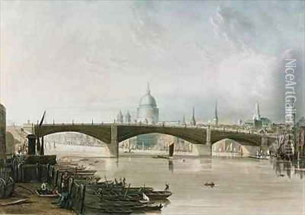 Southwark Iron Bridge as seen from Bankside Oil Painting - John Gendall