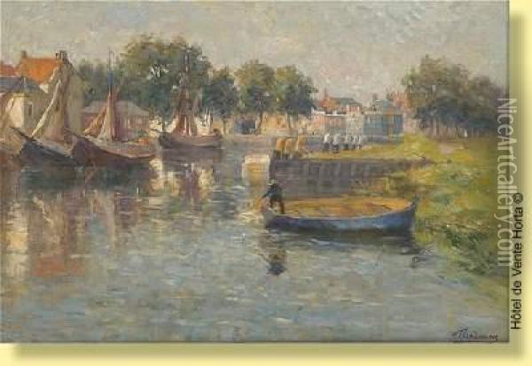 Bassin Des Pecheurs A Flessingue En Hollande Oil Painting - Frans Van Damme