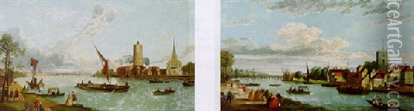 A View Of Battersea Bridge Oil Painting - John Paul
