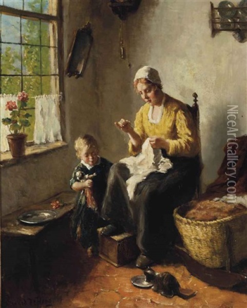The Cosy Corner Oil Painting - Bernard de Hoog