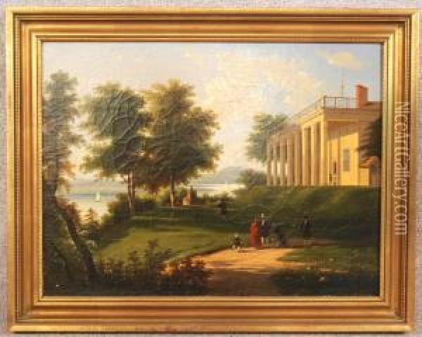 Mount Vernon With Figures Oil Painting - Victor DeGrailly