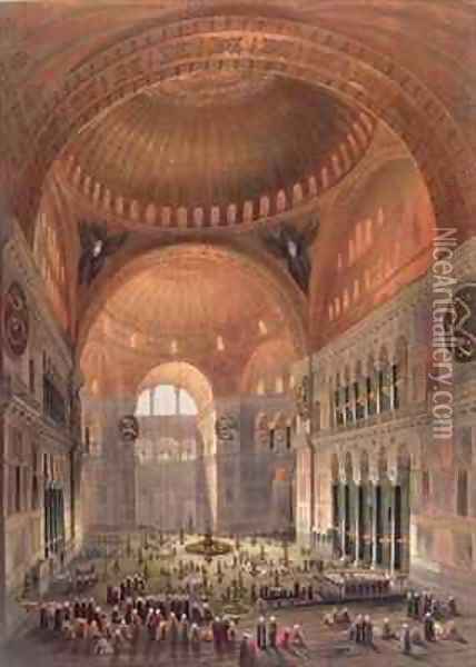 Interior of Haghia Sophia Constantinople Oil Painting - Gaspard Fossati