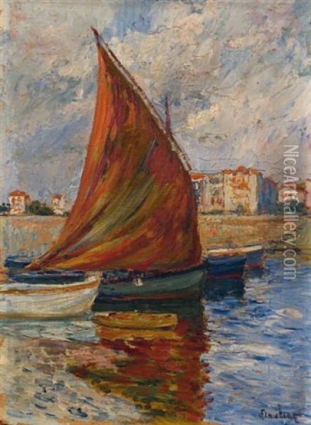 Bateaux Au Port Oil Painting - Louis Floutier
