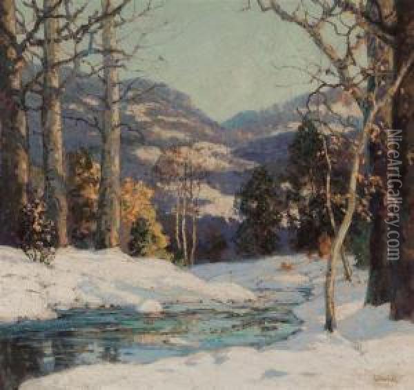 Distant Hills, Winter Oil Painting - Walter Koeniger