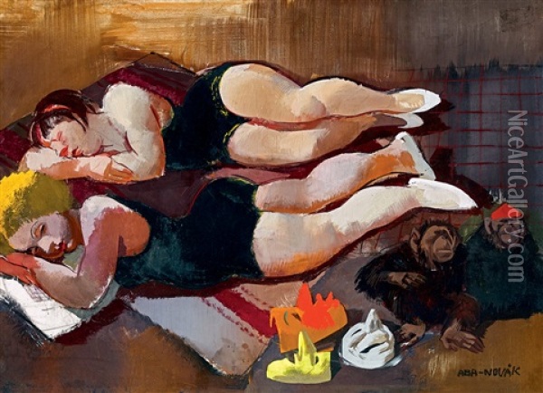 Artists Resting Oil Painting - Vilmos Aba-Novak