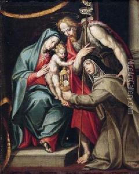 The Virgin And Child With Saint Catherine Of Siena Oil Painting - Pietro della Vecchia