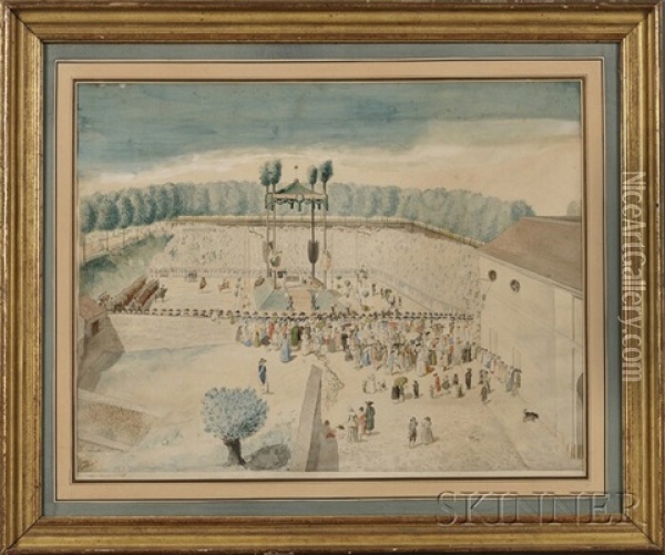 A Grand Outdoor Ceremony (the Coronation Of Louis Xvi?) Oil Painting - Jean Duplessis-Bertaux